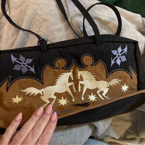 BAGGU Black and Brown Embroidered Tote